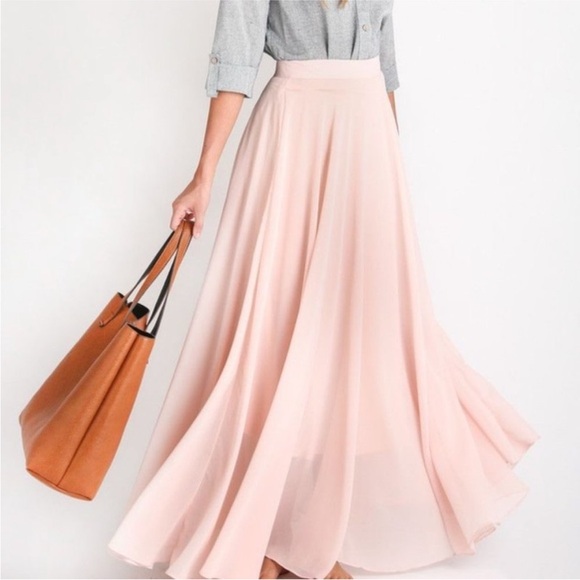 Lucy Paris Elegant Chiffon Pink Maxi Skirt size S - Picture 1 of 8